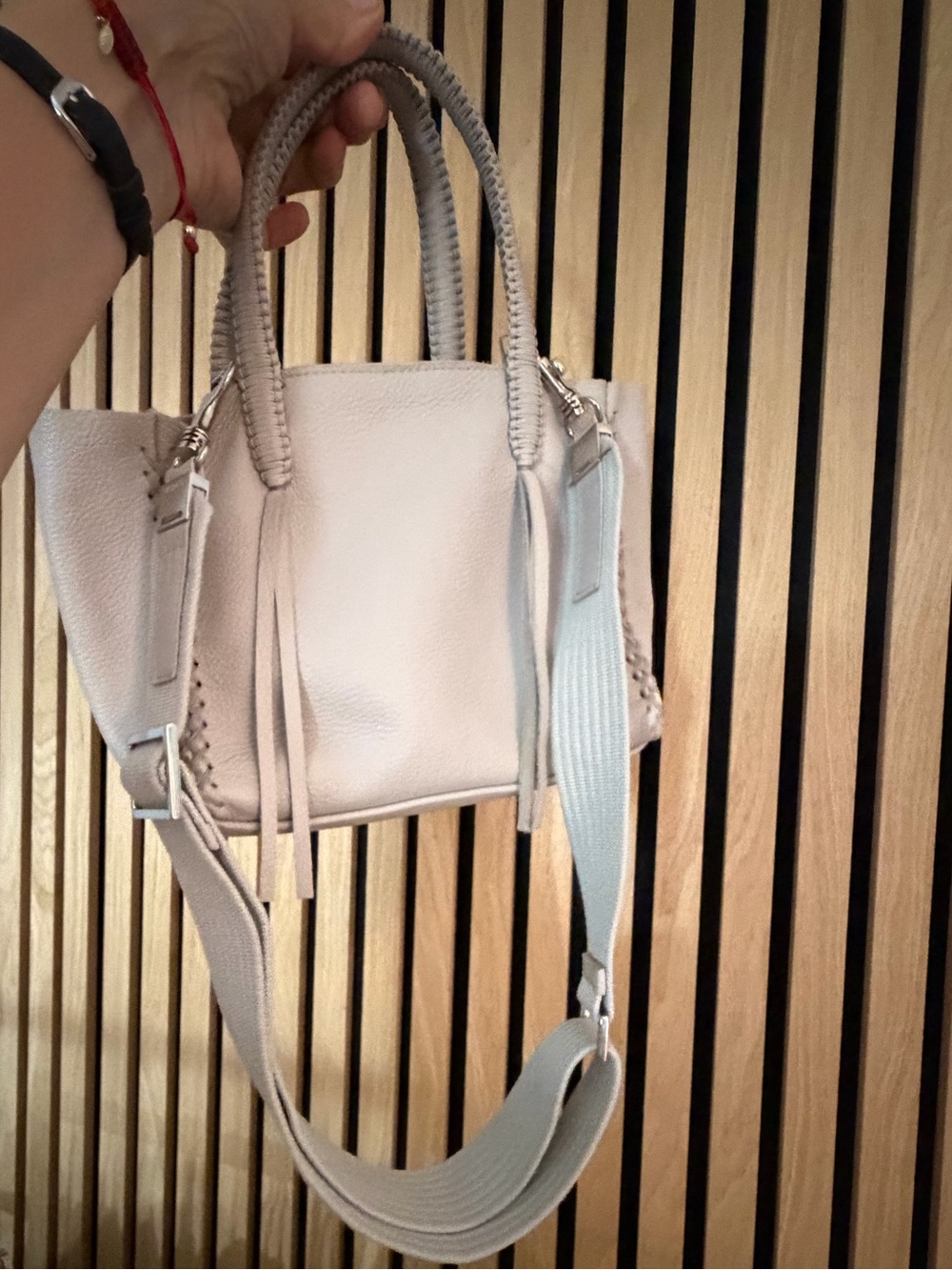 Calista Braided-Trim bag with removable shoulder strap